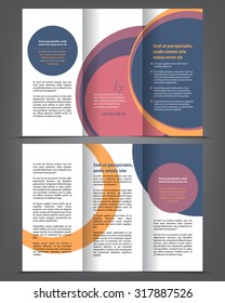Vector empty tri-fold brochure print template design, trifold bright booklet or flyer