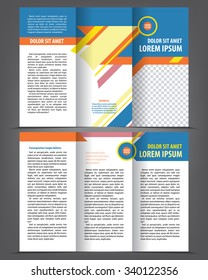 Vector empty tri-fold brochure print template design, trifold bright booklet or flyer