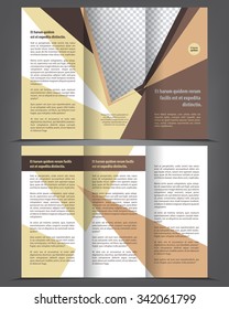 Vector empty tri-fold brochure print template design, trifold bright booklet or flyer