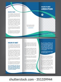 Vector empty tri-fold brochure print template design, trifold bright booklet or flyer