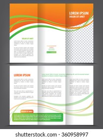 Vector empty tri-fold brochure print template design, trifold bright booklet or flyer
