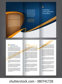 Vector empty tri-fold brochure print template design, trifold bright booklet or flyer