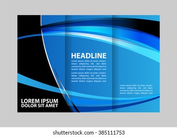 Vector empty tri-fold brochure print template design, trifold booklet or flyer 