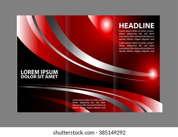 Vector empty tri-fold brochure print template design, trifold bright booklet or flyer 