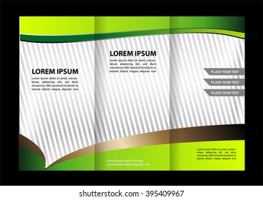 Vector empty tri-fold brochure print template design, trifold bright booklet or flyer
