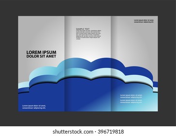 Vector empty tri-fold brochure print template design, trifold bright booklet or flyer
