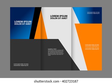 Vector empty tri-fold brochure print template design, trifold booklet or flyer
