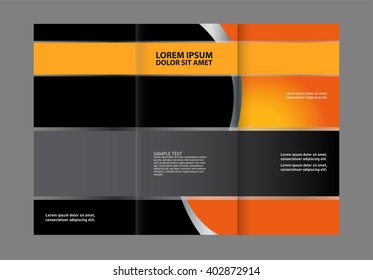 Vector empty tri-fold brochure print template design, trifold bright booklet or flyer
