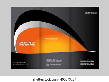 Vector empty tri-fold brochure print template design, trifold bright violet booklet or flyer
