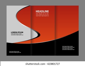 Vector empty tri-fold brochure print template design, trifold bright booklet or flyer
