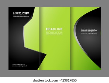 Vector empty tri-fold brochure print template design, trifold bright booklet or flyer
