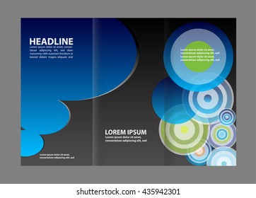 Vector empty tri-fold brochure print template design, trifold bright booklet or flyer
