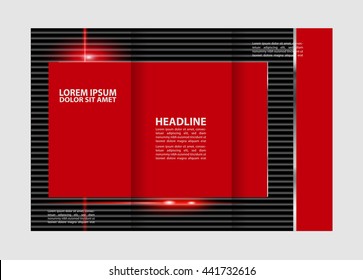 Vector empty tri-fold brochure print template design, trifold bright booklet or flyer
