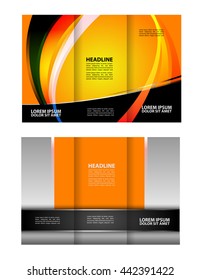Vector empty tri-fold brochure print template design, tri-fold bright booklet or flyer

