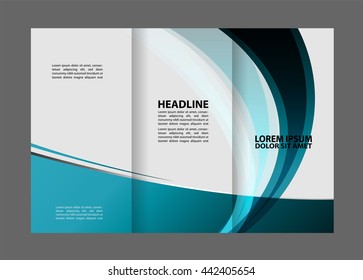 Vector empty tri-fold brochure print template design, trifold bright booklet or flyer
