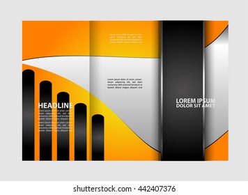 Vector empty tri-fold brochure print template design, trifold bright booklet or flyer
