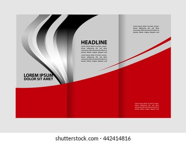 Vector empty tri-fold brochure print template design, trifold bright booklet or flyer
