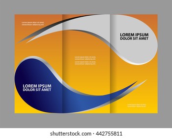 Vector empty tri-fold brochure print template design, trifold bright booklet or flyer
