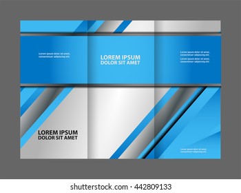 Vector empty tri-fold brochure print template design, trifold bright booklet or flyer
