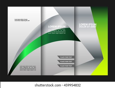 Vector empty tri-fold brochure print template design, trifold bright booklet or flyer
