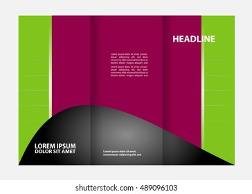 Vector empty tri-fold brochure print template design, trifold bright booklet or flyer
