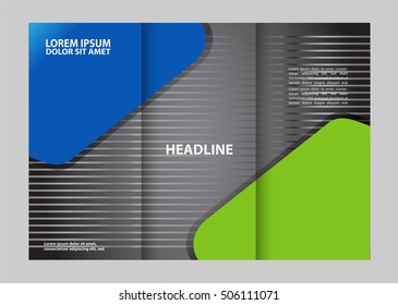 Vector empty tri-fold brochure print template design, trifold bright booklet or flyer
