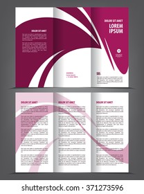 Vector empty tri-fold brochure template print blank violet design