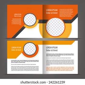 Vector empty two-faced brochure print template orange design
