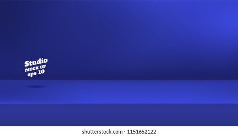 Vector, Empty vivid navy blue color studio table room background ,product display with copy space for display of content design.Banner for advertise product on website