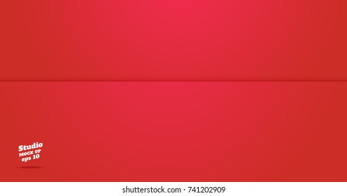 Vector of Empty vivid red studio room background ,Template mock up for display of product,Business backdrop.