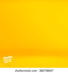 Vector :Empty vivid yellow studio room background  Template mock up for display product Business backdrop 