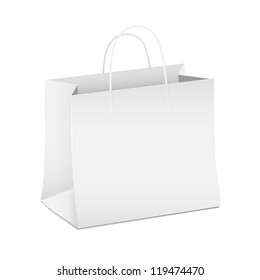  Vector empty white shopping paper bag