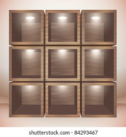 vector empty wooden shelf