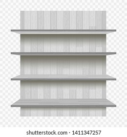Vector empty wooden shelf isolated on checkered background