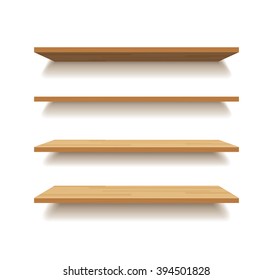 Vector Empty Wooden Shelf Isolated Background