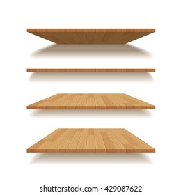 vector empty wooden shelf isolated background