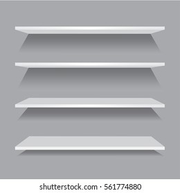 Vector empty wooden shelf isolated on checkered background
