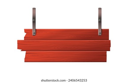 Vector empty wooden sign banner isolated on white.