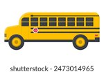 Vector Empty Yellow School Bus Design. Back to School Illustration. Side View.