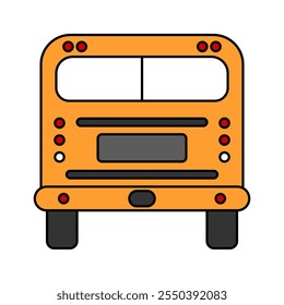 Vector Empty Yellow School Bus Design. Back to School Illustration. Rear View with Stop sign.