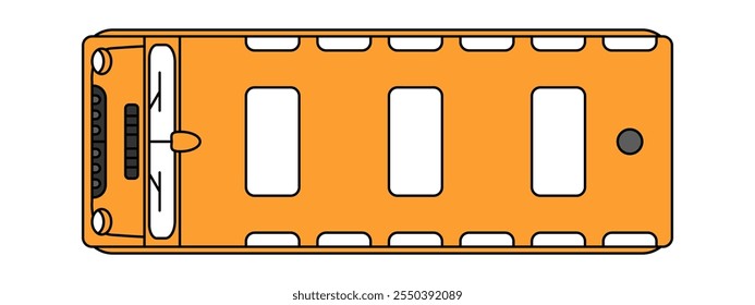 Vector Empty Yellow School Bus Design. Back to School Illustration. Top View with Stop sign.