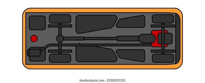 Diseño de autobús escolar amarillo vacío de Vector. Ilustración de regreso a la escuela. Vista inferior con el signo de Stop.