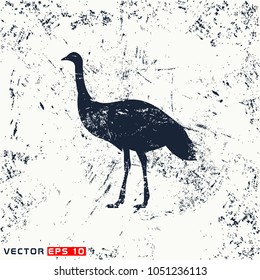 vector emu silhouette on grunge background