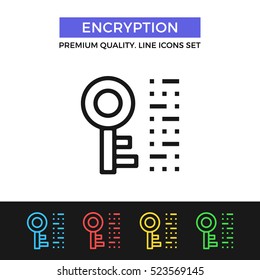 Vector Encryption Icon. Decode, Encode Information Concept. Premium Quality Graphic Design. Modern Signs, Outline Symbols, Simple Thin Line Icons Set For Websites, Web Design, Mobile App, Infographics