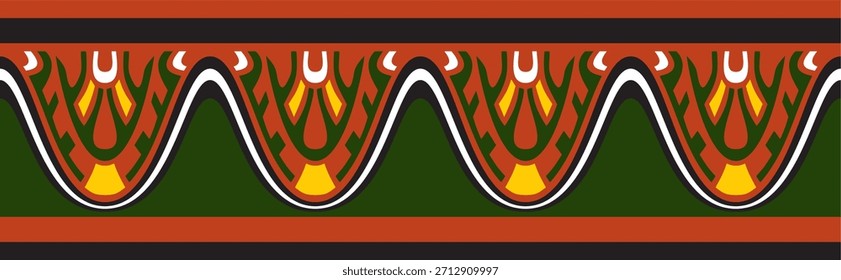 Vector endless Assyrian color ornament. Seamless border, Mesopatamia frame. Pattern of the ancient East.
