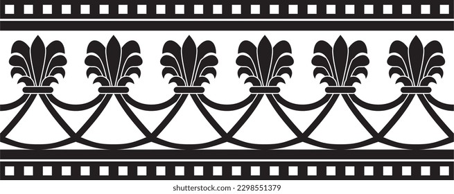 Vector endless black monochrome national persian ornament. Seamless frame, border ethnic pattern of Iranian civilization.
