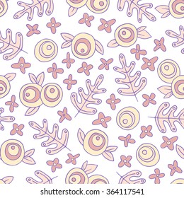 vector endless floral pattern with doodle flowers