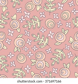 vector endless floral pattern with doodle flowers
