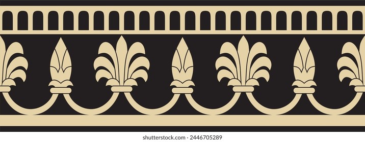 Vector endless gold and black national persian ornament. Seamless frame, border ethnic pattern of Iranian civilization.
