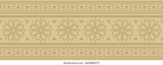 Vector endless golden ancient Russian ornament. Seamless Slavic border, frame. Painting of the royal chambers.
